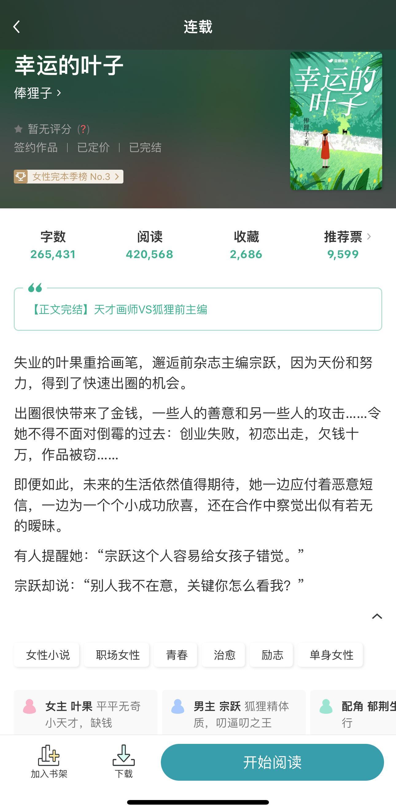 天才画师 x 狐狸前主编《幸运的叶子》俸狸子熟男熟女／破镜重圆 ​​​