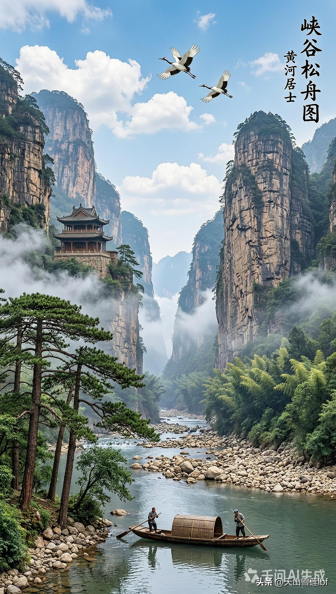 峡谷松舟图