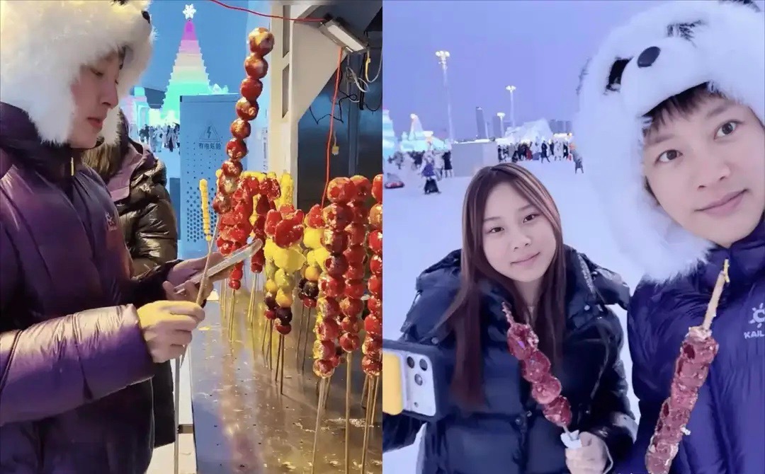 贾乃亮大年初二带甜馨回哈尔滨，冰雪大世界父女同乐贺新春 ！ 