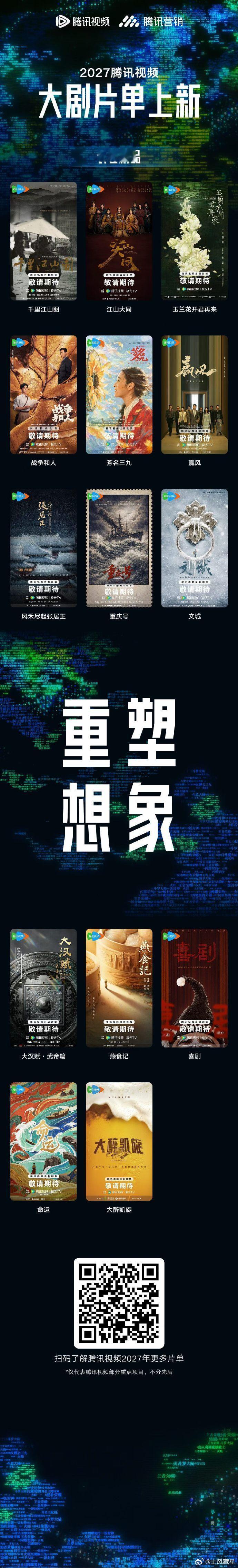 2027鹅厂片单鹅厂卖菜大会电视剧片单汇总每一类里排名靠前的应该都是鹅厂最看重的