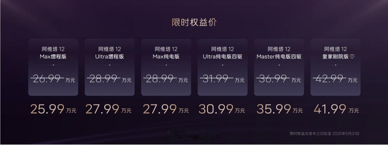 阿维塔12又双叒叕上权益了阿维塔12今天正式上市！增程+纯电共计6款车型，售价2