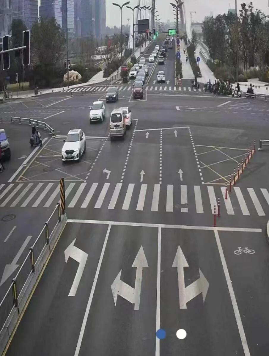 刚拿驾照，求助大家中间这个车道怎么走
我走中间直行和左转车道，我要左转但是前面是