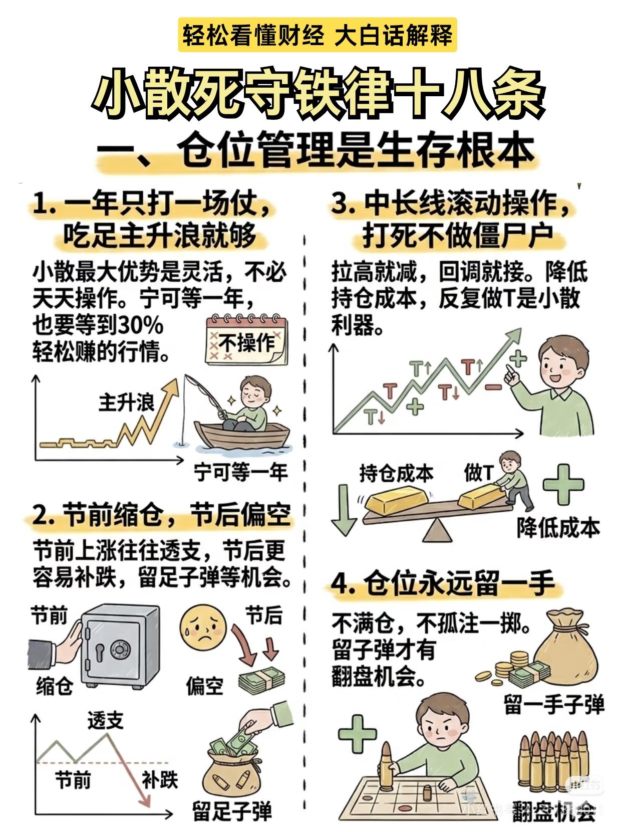 散户炒股能活下来的18条铁律！亏了80万才悟透，建议焊死在脑子里
 
多少人进股
