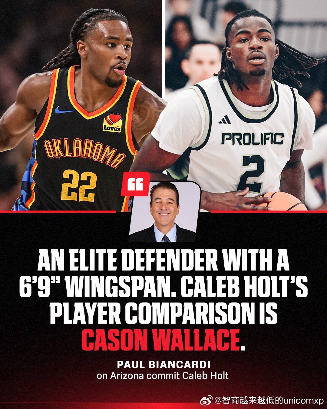 2026届全美五星后卫Caleb Holt承诺亚利桑那大学NCAANBA