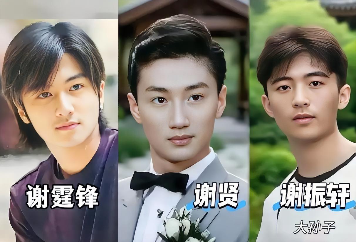 我研究了谢家三代男人的脸，发现一个“恐怖”的复制规律。
谢贤不是帅，是那种能把一