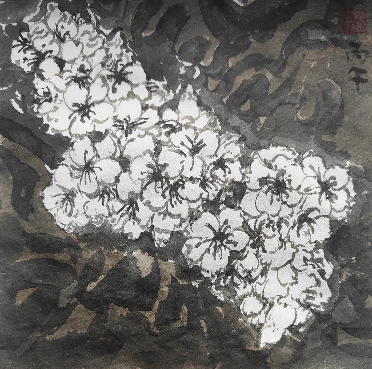 碗子的纸片水墨《花系列No4》