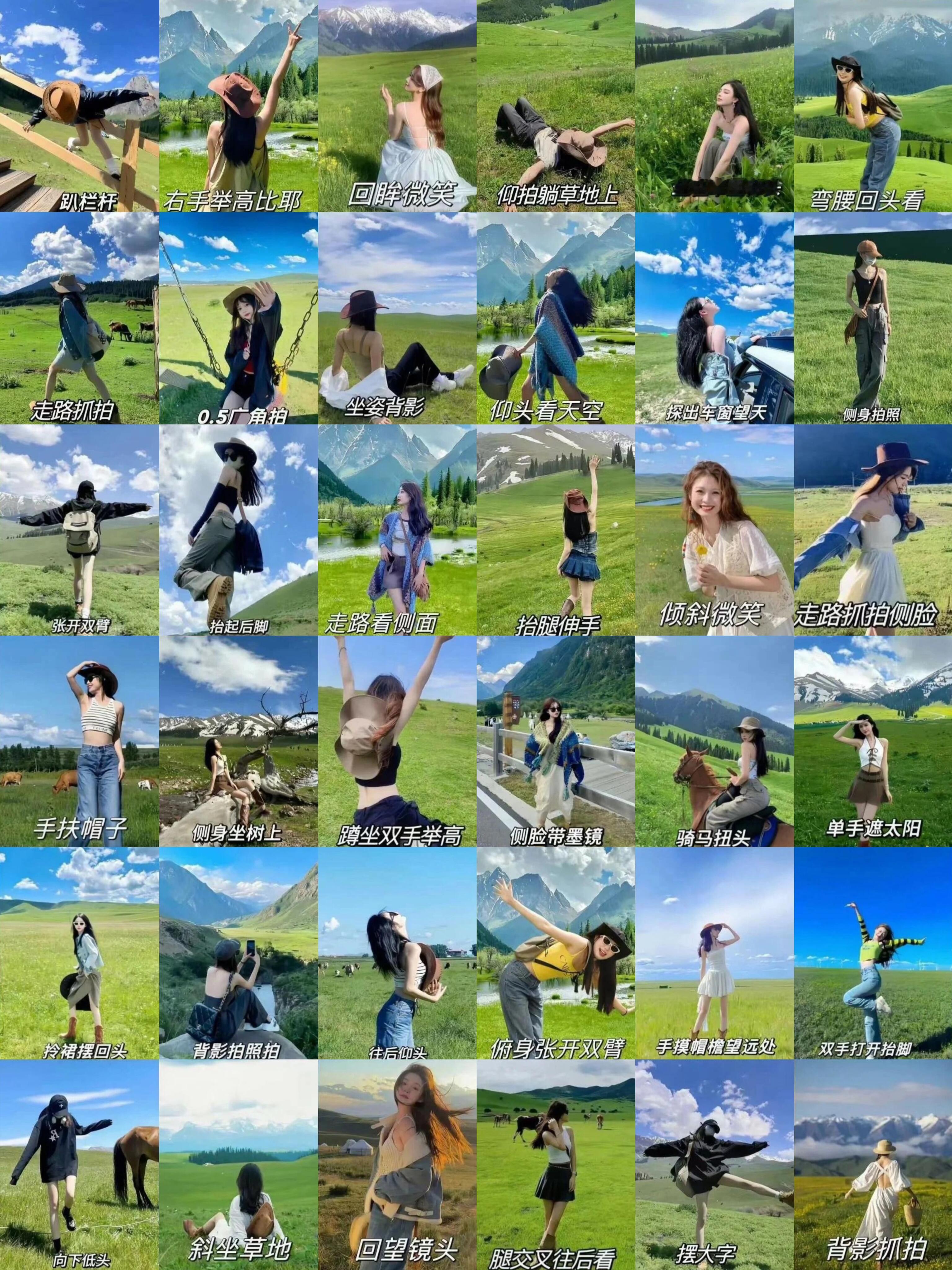 草地生命力自由感拍照姿势📷学起来 ​​​