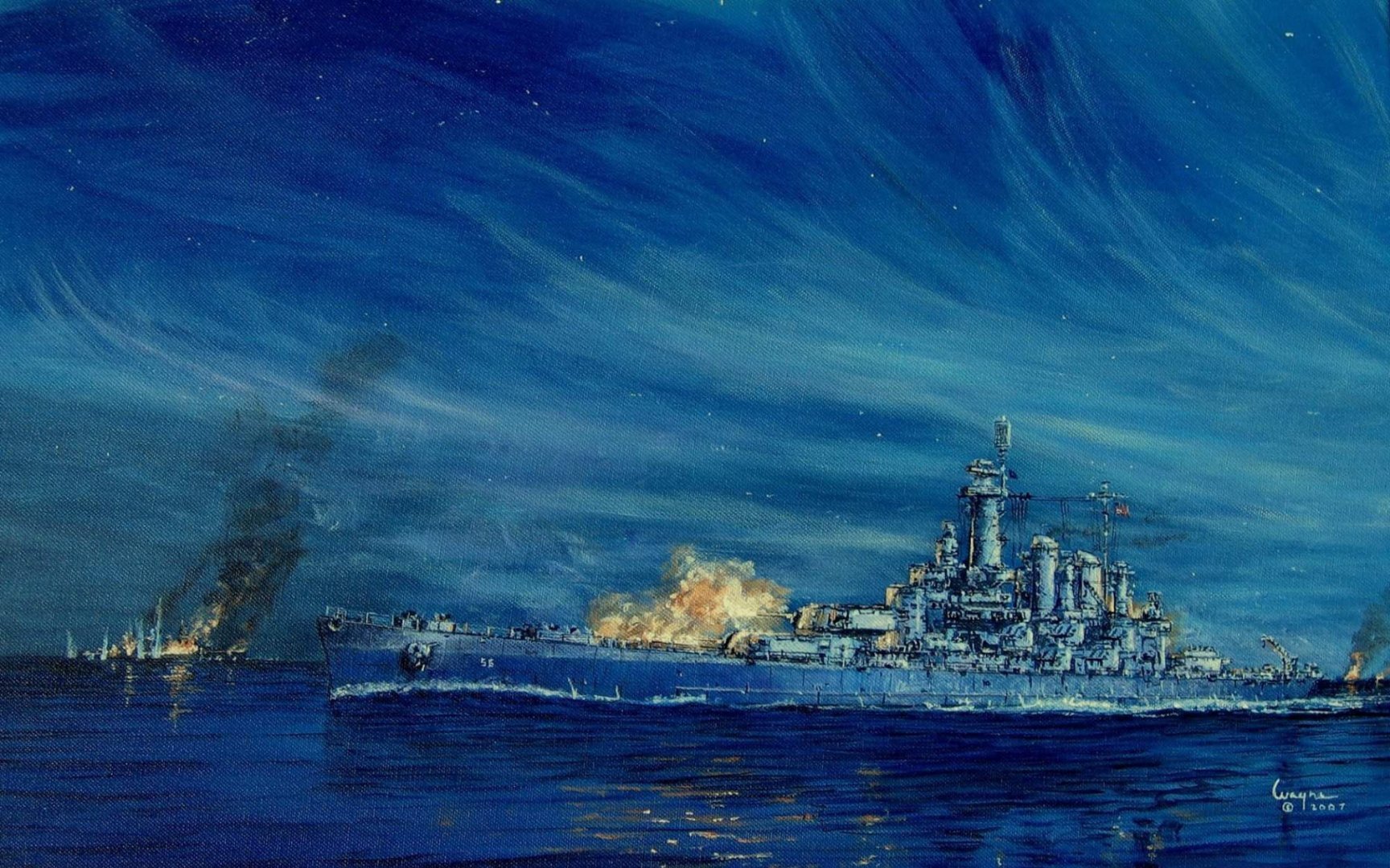 1942年11月15日，日本海军雾岛号战列舰在第二次瓜岛海战中被美国海军华盛顿号