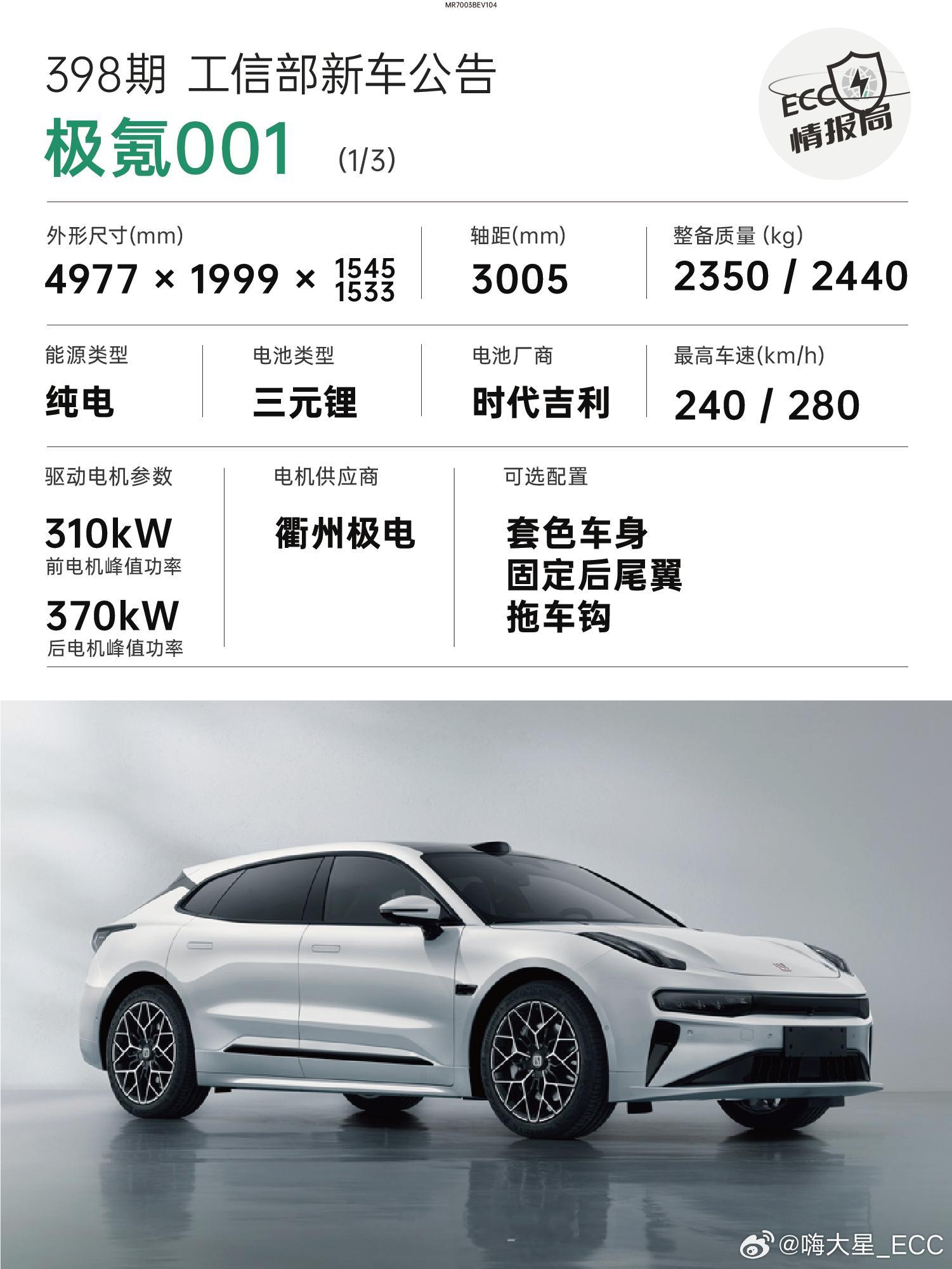 工信部新车公告——极氪001 & 极氪 7X或许是受到去年风波的影响，极氪昨天把