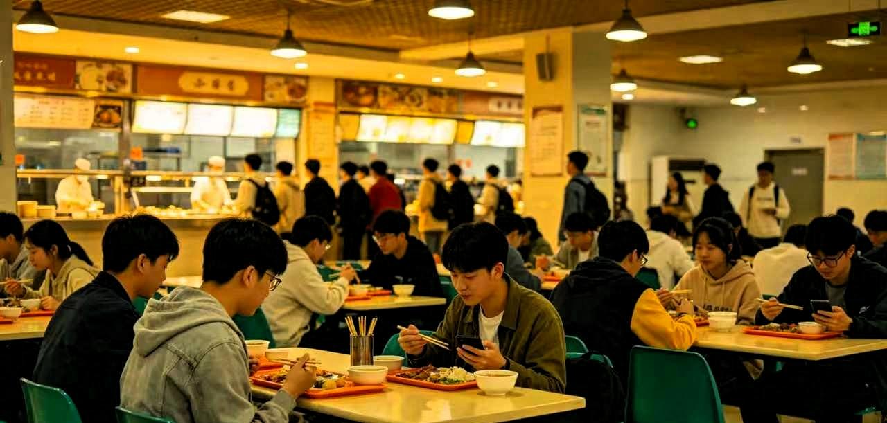 一位大学校长，下班稍晚，到食堂吃饭，看见一个女生，打了一碗米饭一份素菜，和一碗免