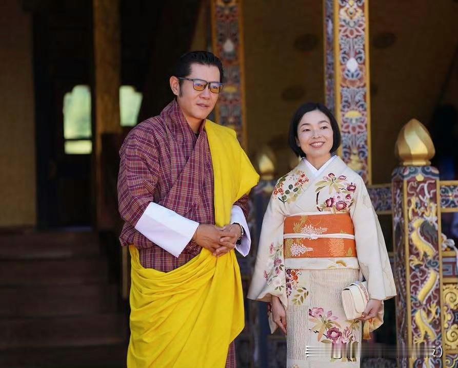 日本彬子女王访问不丹，庆祝日本不丹建交40周年。彬子剪了利落的短发，旺楚克国王和