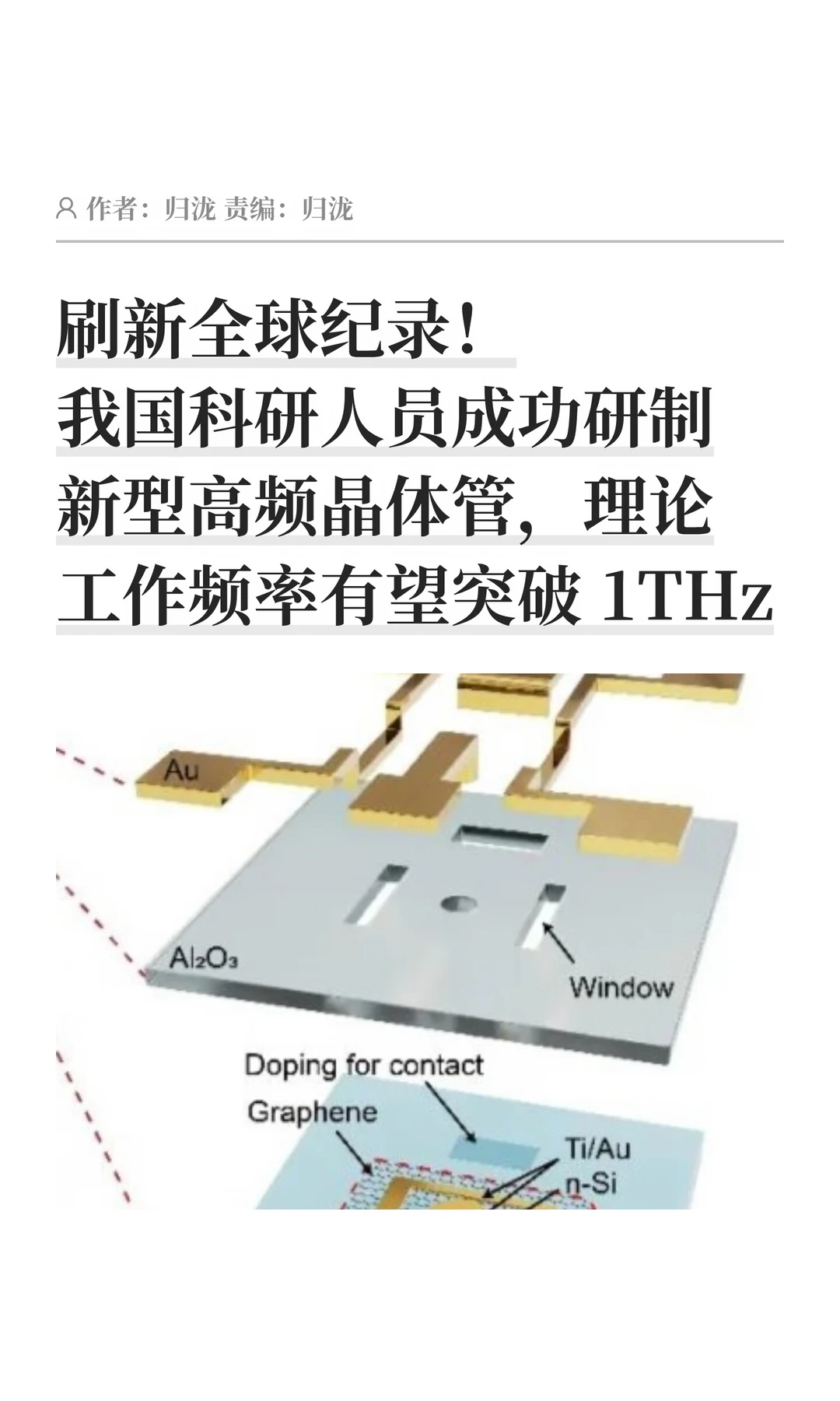 理论频率超1THz，我国成功研制超高频晶体管