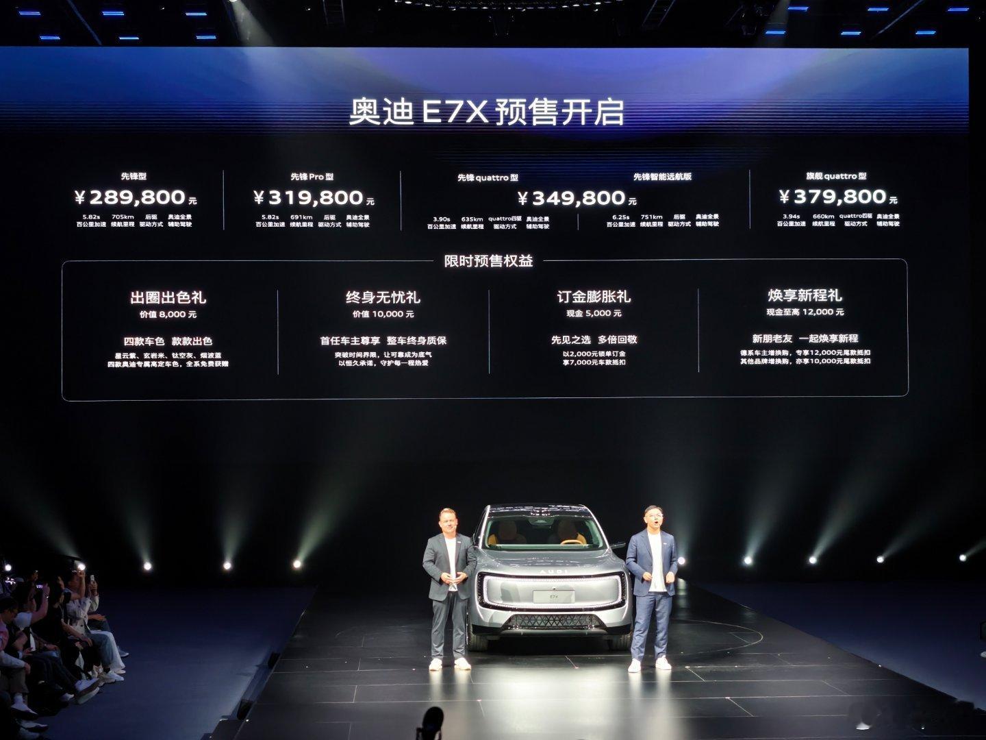 奥迪E7X，预售价28.98-37.98万新公路之王奥迪E7X预售奥迪E7X预售