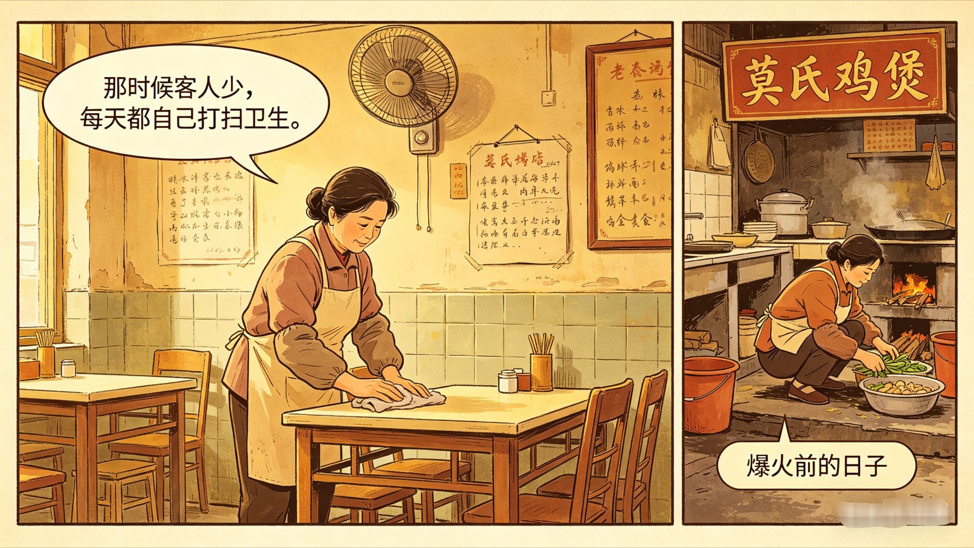 莫氏鸡煲老板娘回忆爆火前的日子一家街坊小店，一锅暖心鸡煲，没有排队喧嚣，只有熟人