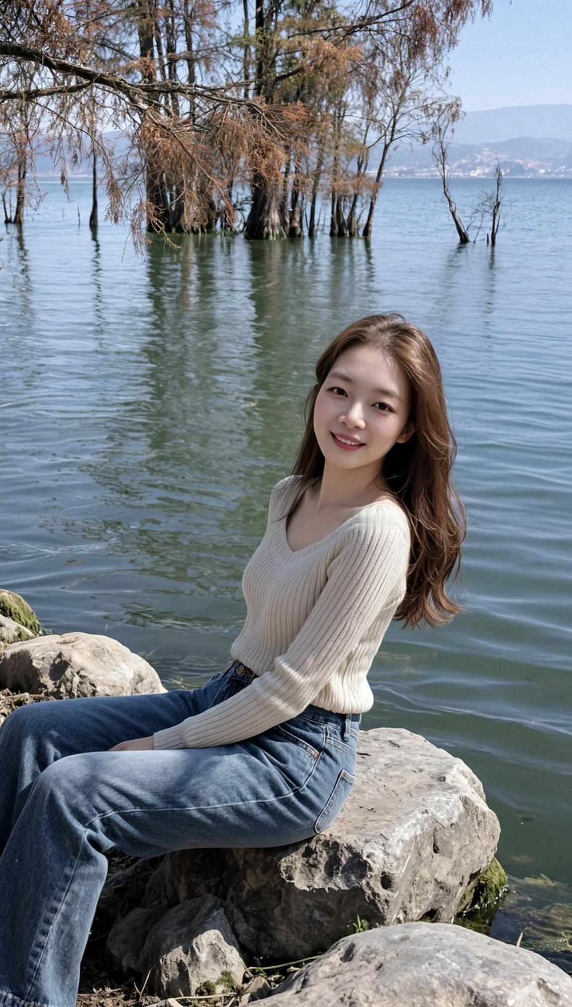 AI湖畔随拍 抖音玩法合伙人计划 甜系女孩 清纯甜美 治愈系笑容