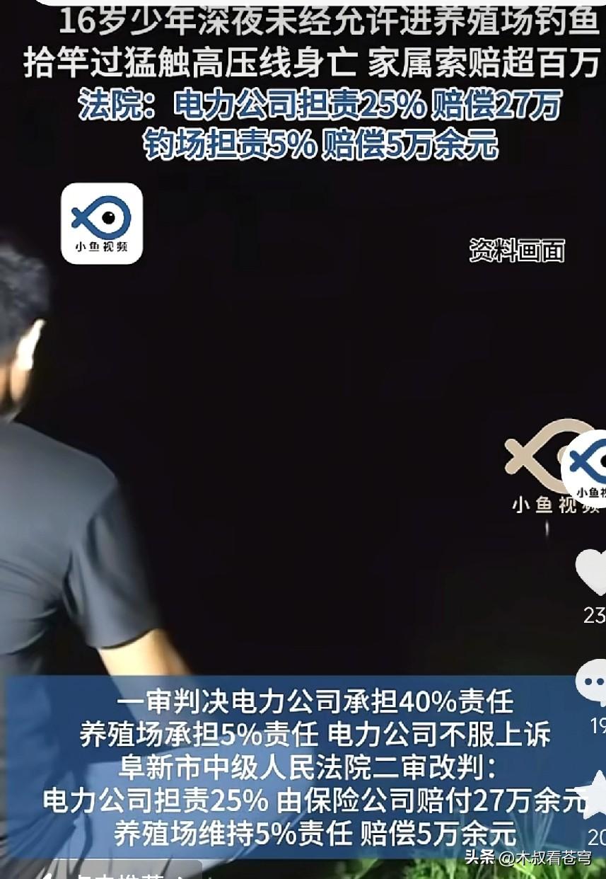 记住这惨痛的教训吧！16岁男孩深夜到钓鱼场钓鱼，因为抬杆过猛触到了高压电线，当场