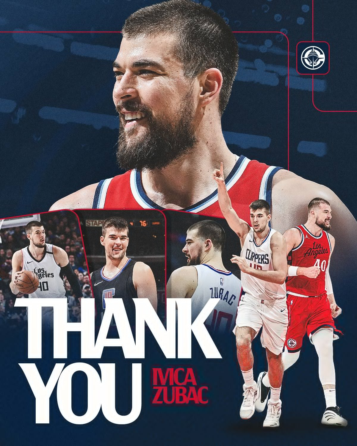 快船官方致谢祖巴茨 快船更新社媒感谢祖巴茨7年的付出。洛杉矶快船