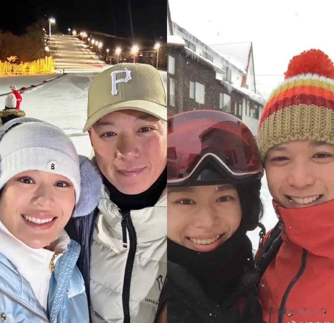 9年前，胡杏儿和老公李承德第一次去蜜月滑雪旅行，9年后两人又第二次去蜜月滑雪旅行