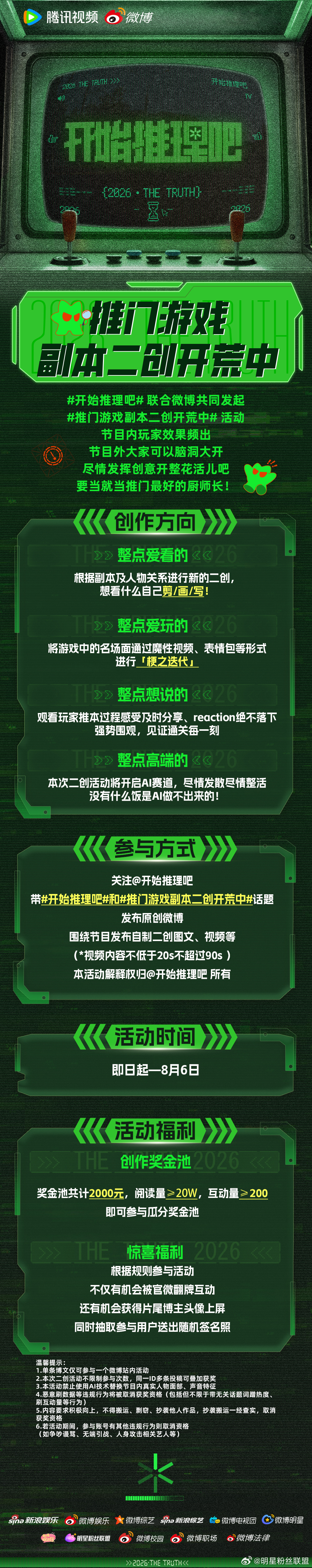 谁是推门隐藏的创意大佬？《开始推理吧4》联合微博发起推门游戏副本二创开荒中 活动