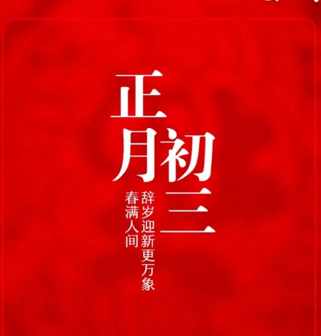 正月初三好风光，愿你新年吉祥如意，每一步都迈向幸福，生活被甜密与好运包围，开启幸