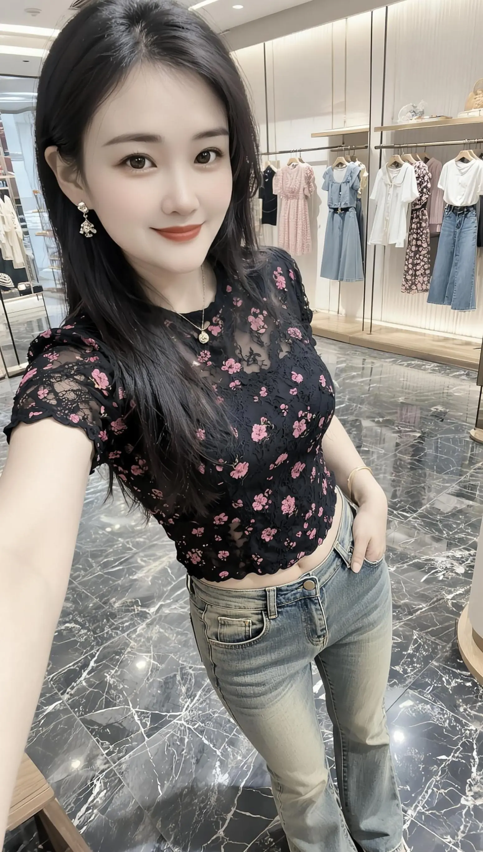 碎花衬衫牛仔裤 夏款穿搭分享