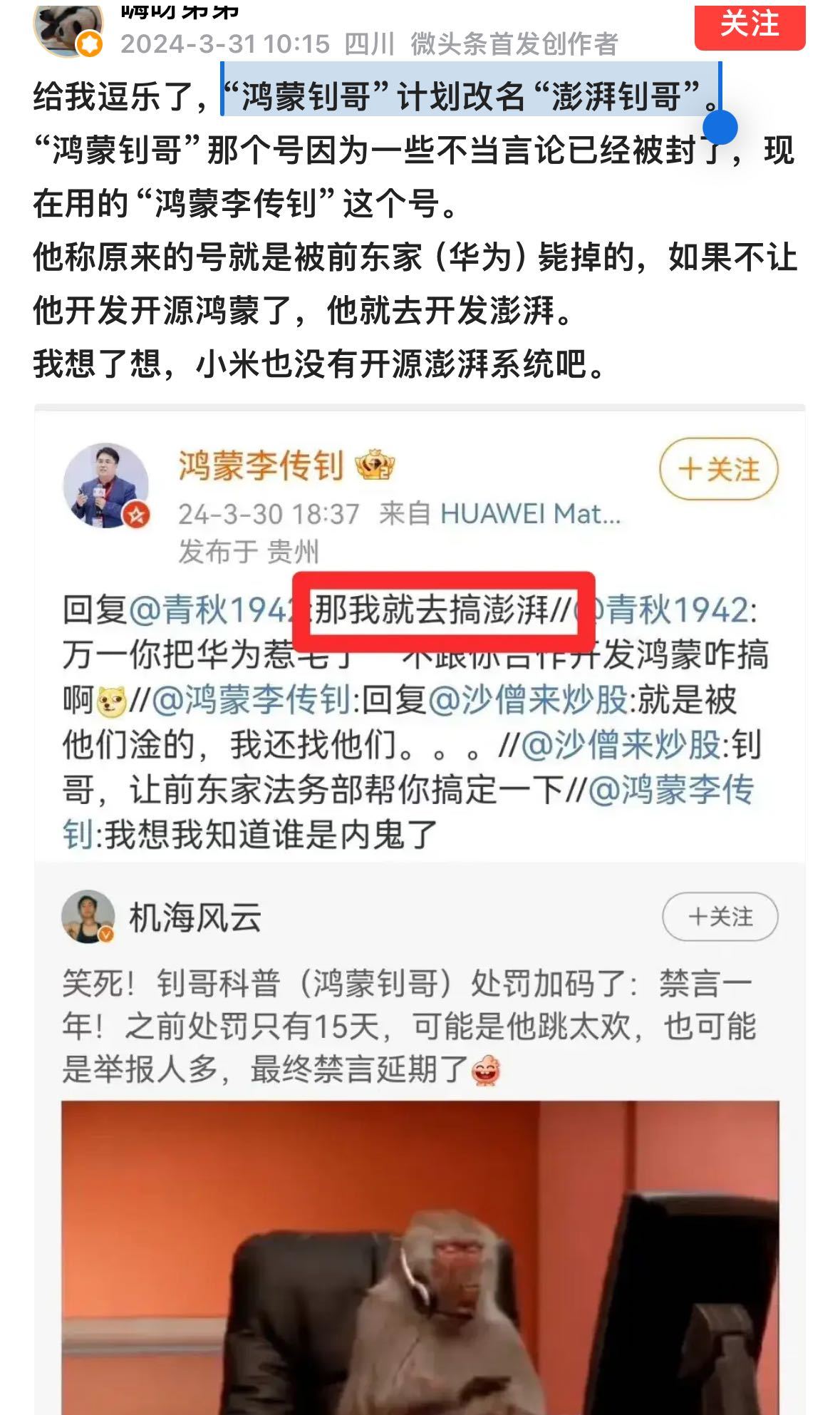这个人严重影响鸿蒙的品牌和形象建议采取行动​​​