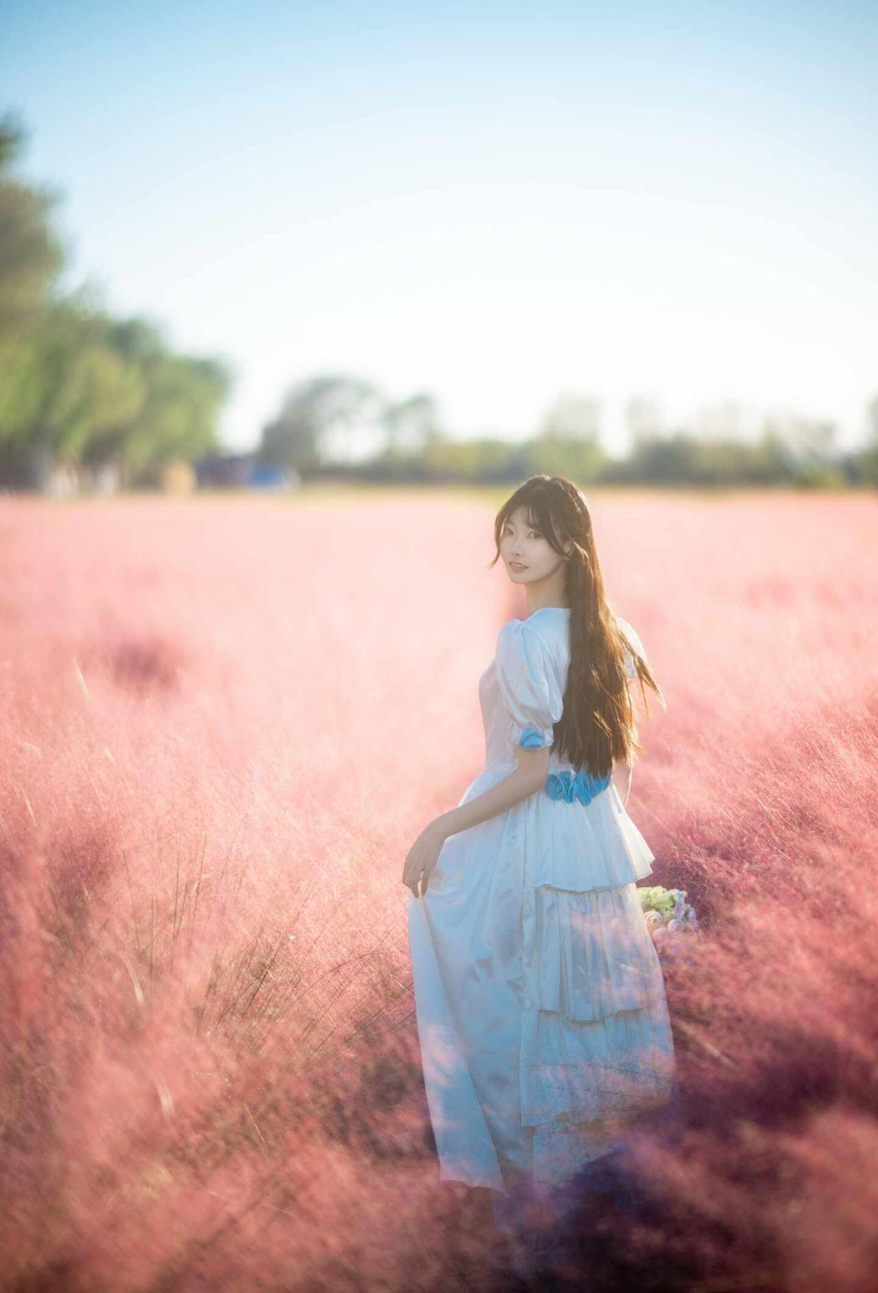 粉黛花海，好美
花海落日与你 拍出少女感 逆光少女写真 只属于秋季的浪漫 粉黛 