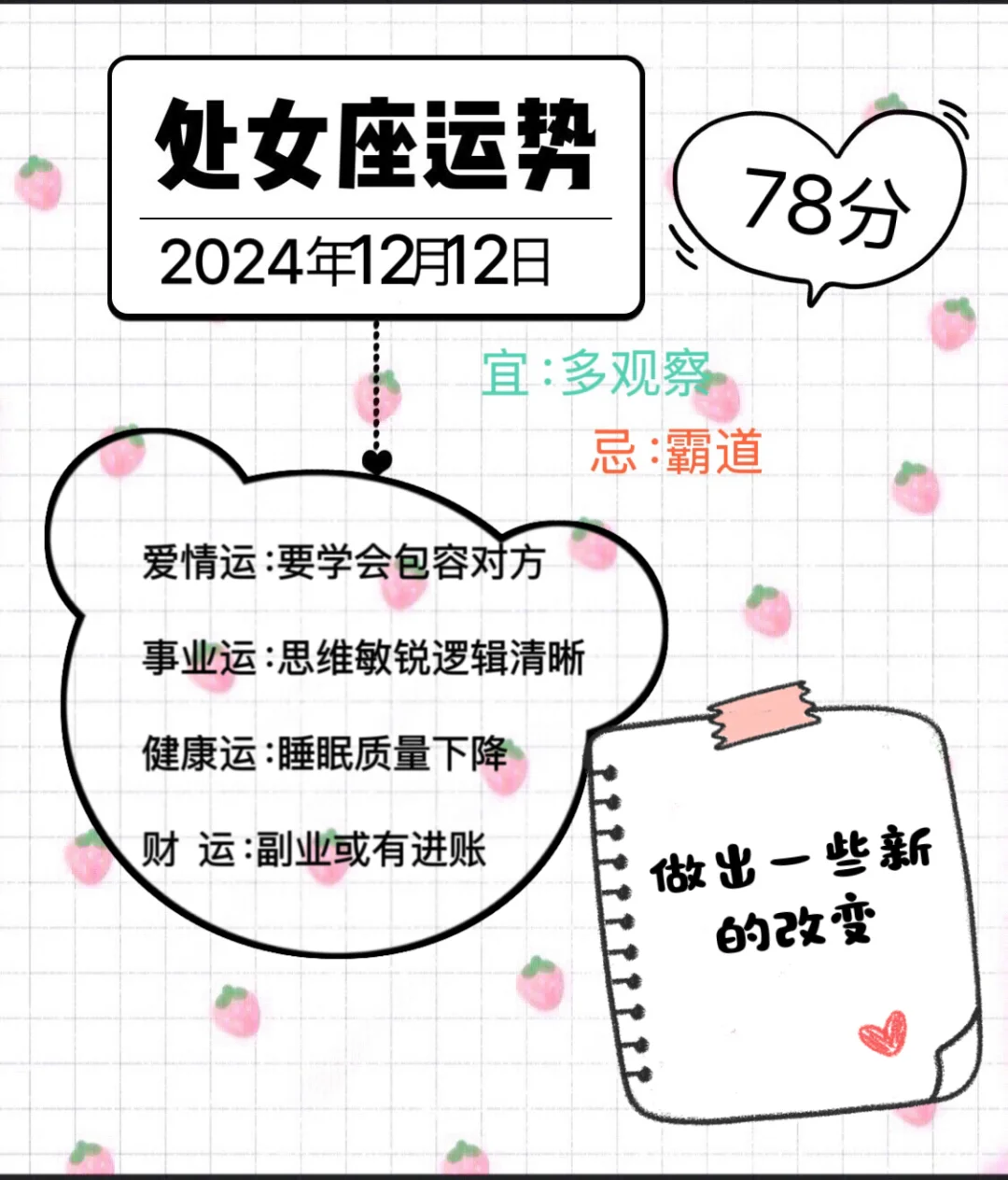 处女座2024年12月12日运势