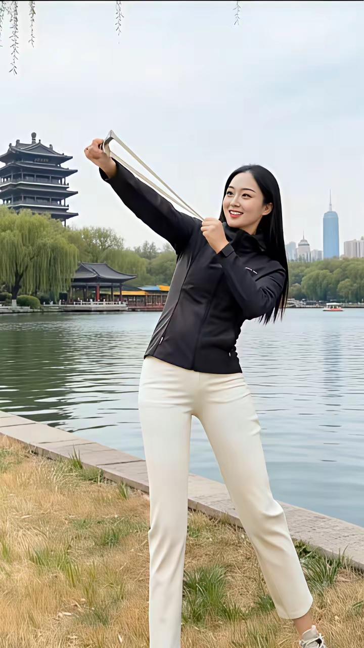在湖边拉伸，享受美好时光！🌳💪
