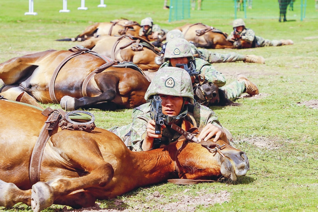 烽火问鼎计划8月中旬，西部战区陆军某骑兵连组织骑术课目训练，锤炼官兵过硬本领。图