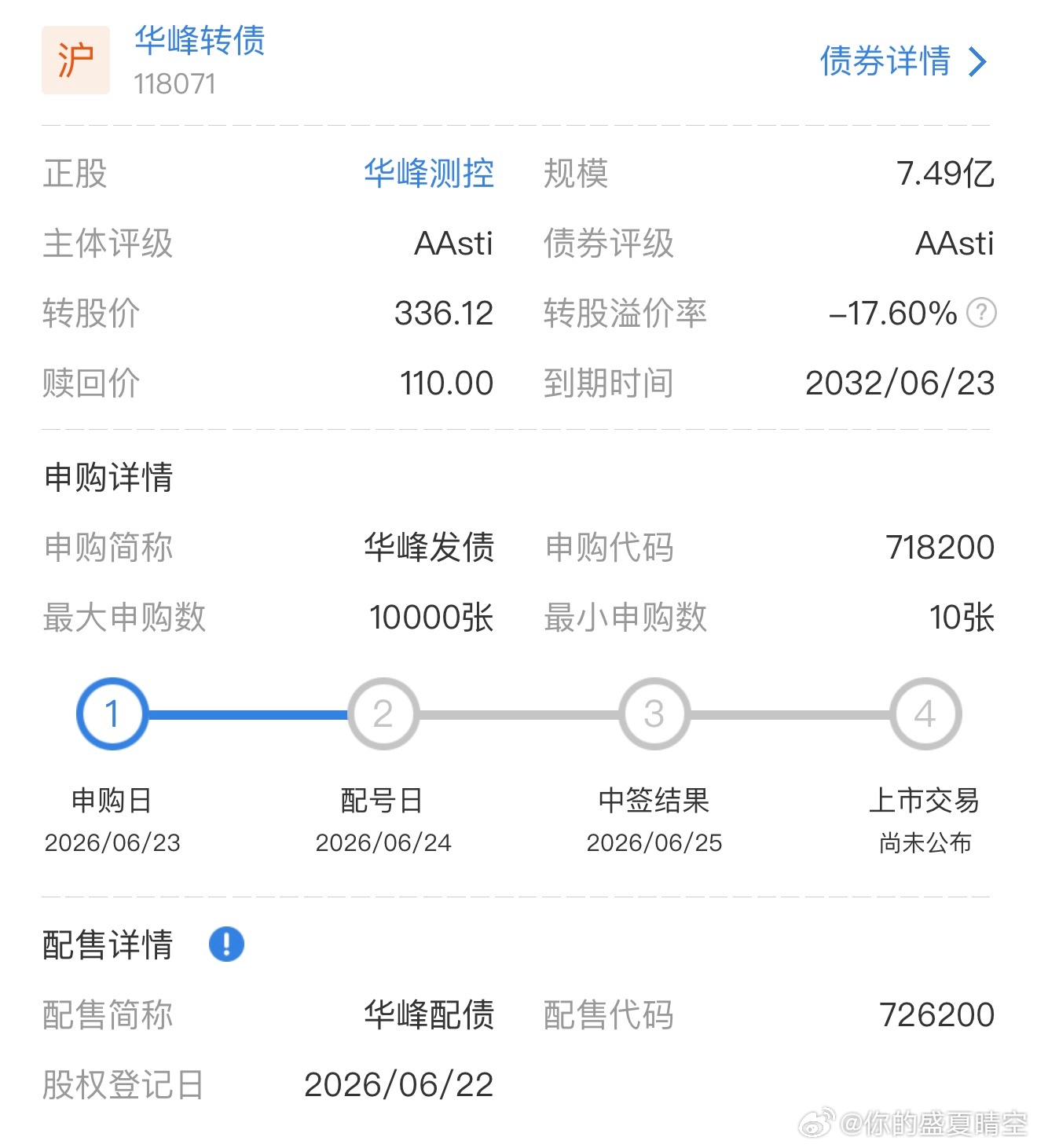 来看看今天（6月23日）A股市场的新股和新债申购机会：图一 上交所新债 华峰发债