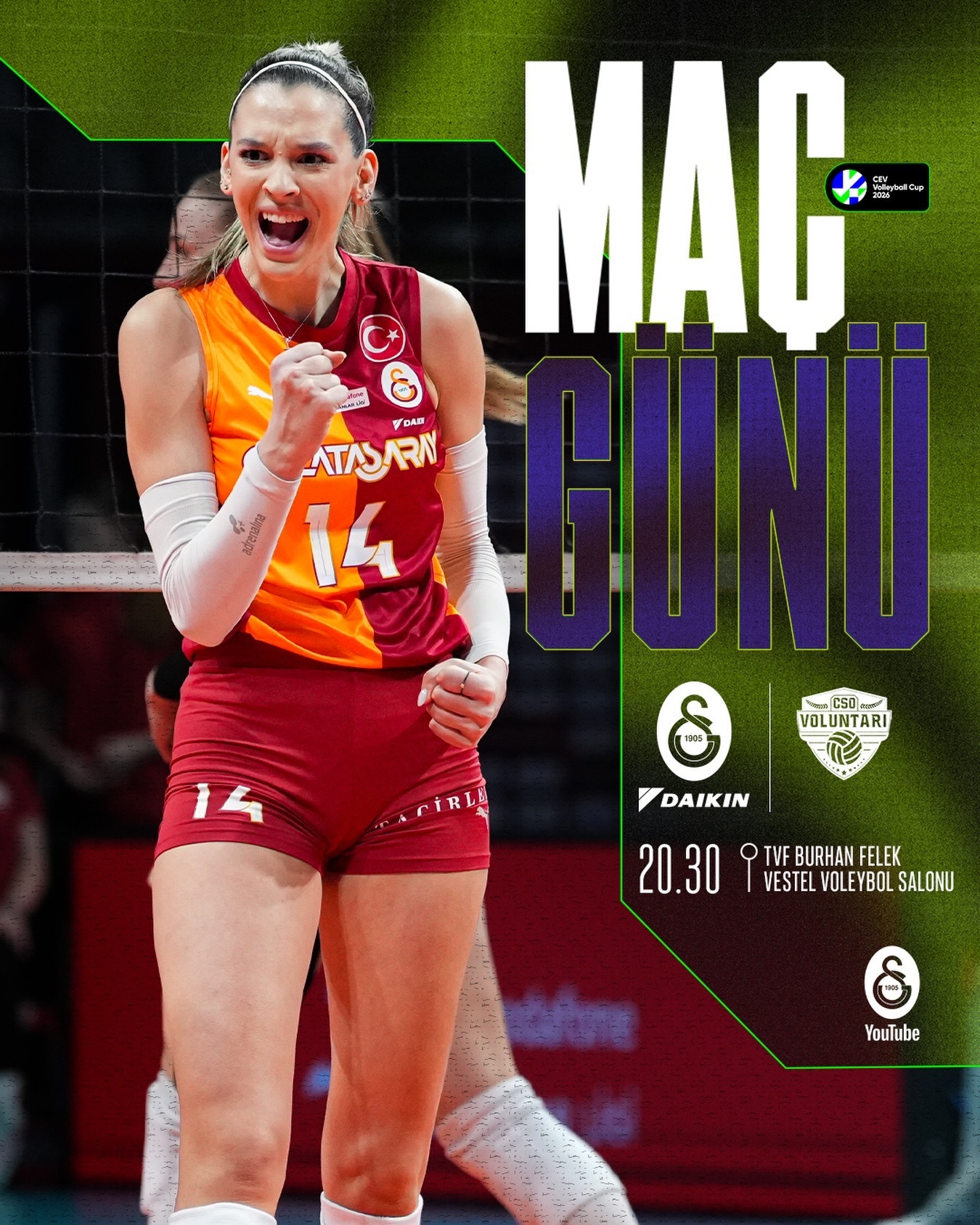 CEV Cup（欧洲女排杯）半决赛首回合• 对阵双方：加拉塔萨雷 Daikin（
