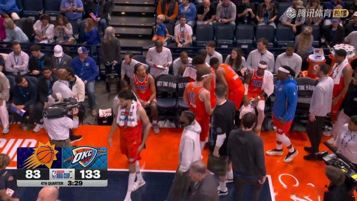 分差来到了50分，这可是杯赛淘汰赛太阳vs雷霆