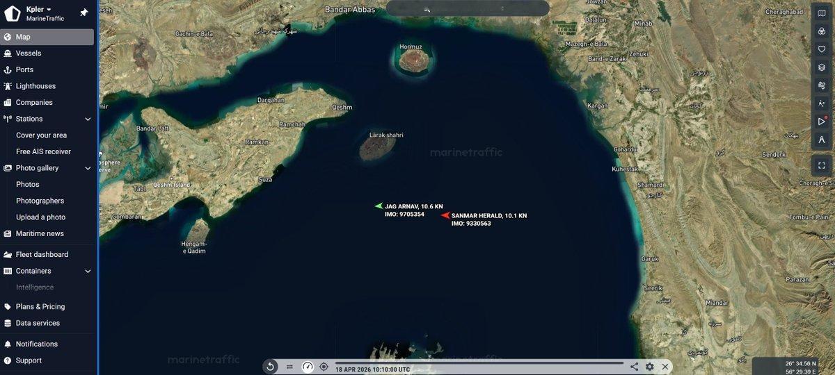 🔻媒体确认：伊朗在霍尔木兹海峡开火。🔻其中一艘是印度船。伊朗恢复对霍尔木兹海