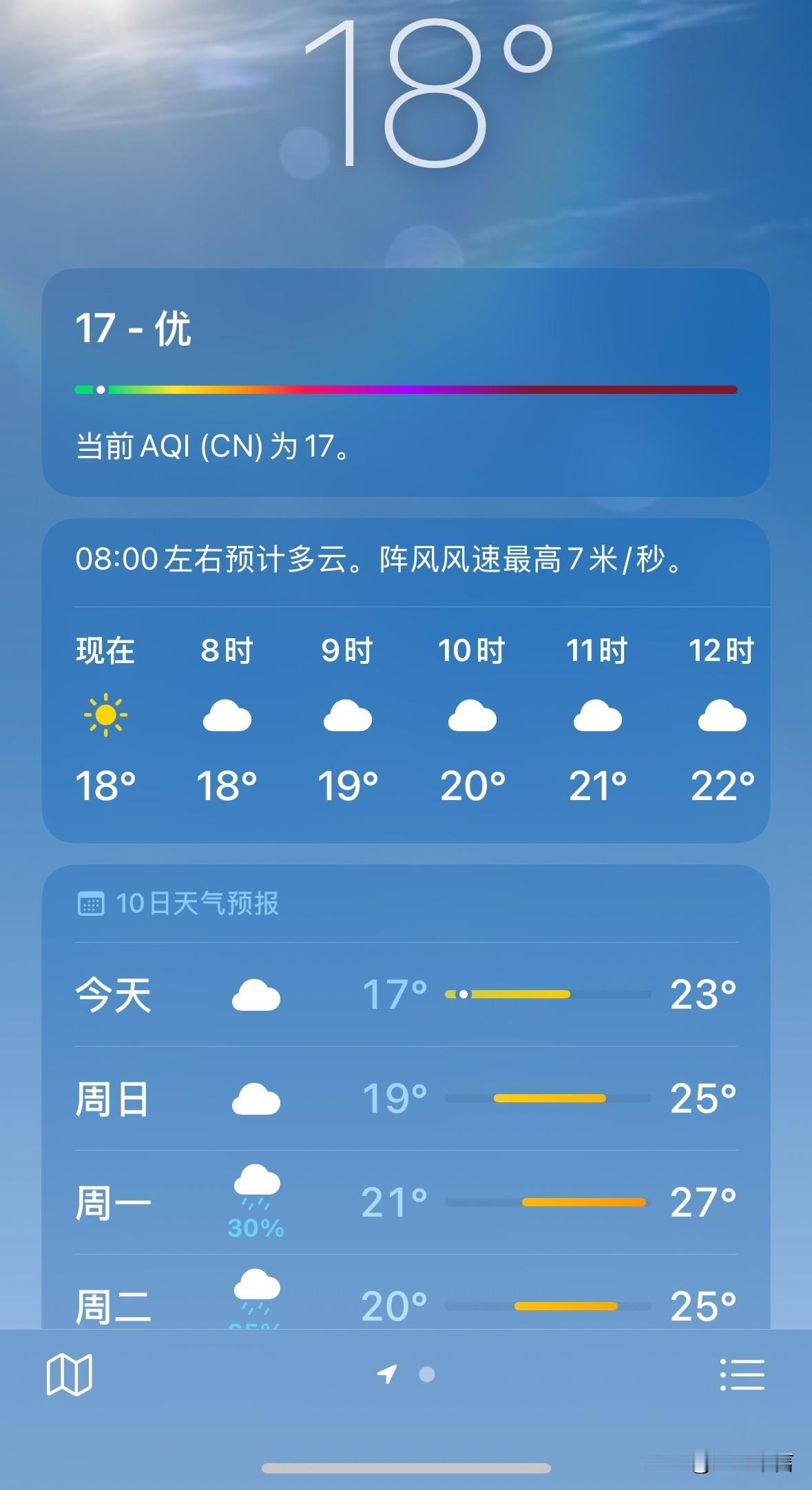 18度，这是近三个月来最低的气温了吧，真是一秒入秋啊，长袖外套都得整起来了

地