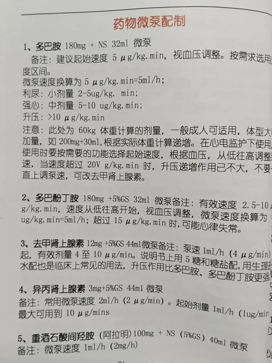 临床常用静脉泵入药物大汇总