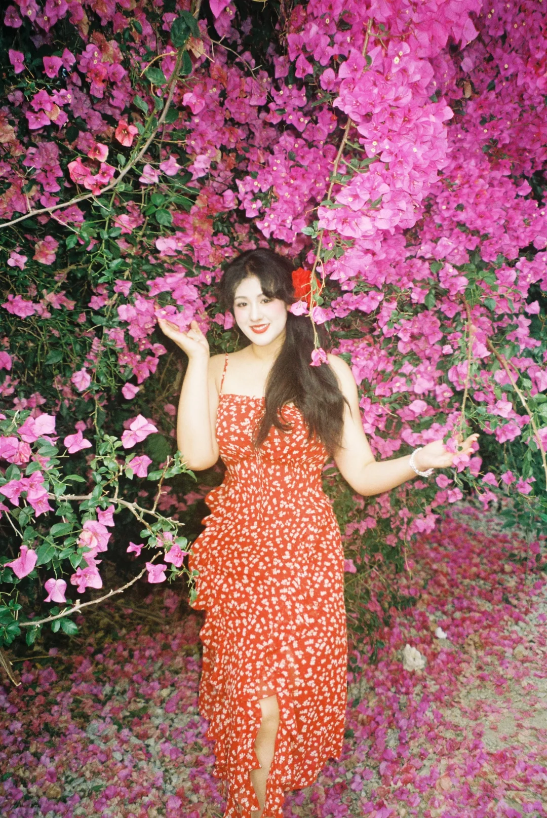 163 130斤｜碎花红裙 性感与可爱并存🌷