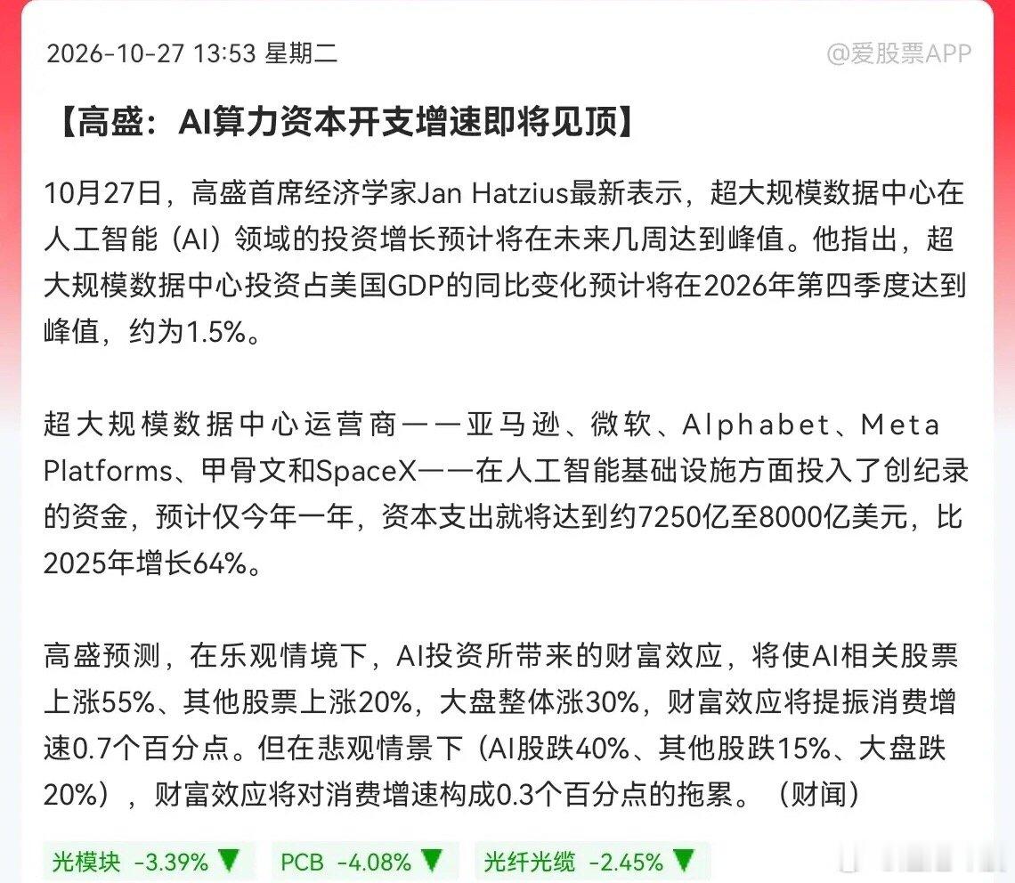 尾盘跳水元凶找到了！高盛研报引爆亚太科技杀跌！今日午后A股加速跳水，半导体、AI