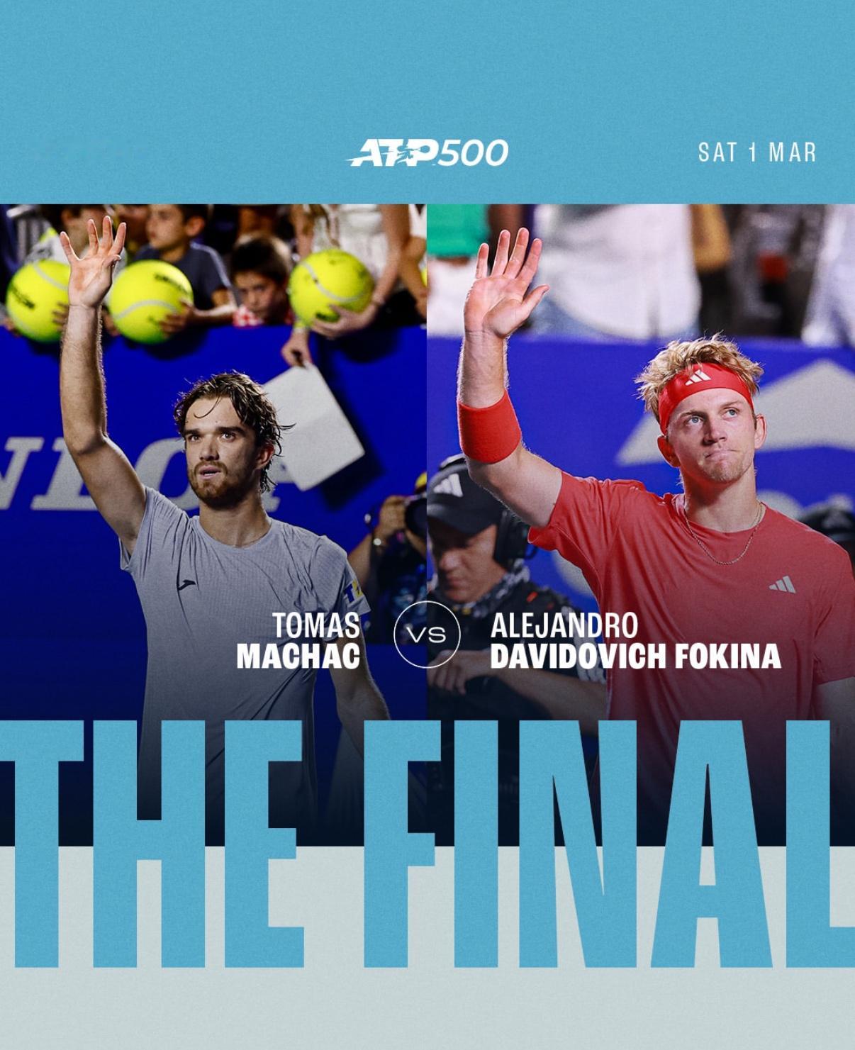 ATP500阿卡普尔科站半决赛，达维多维奇·弗基纳以7-6(3)/7-6(1)力