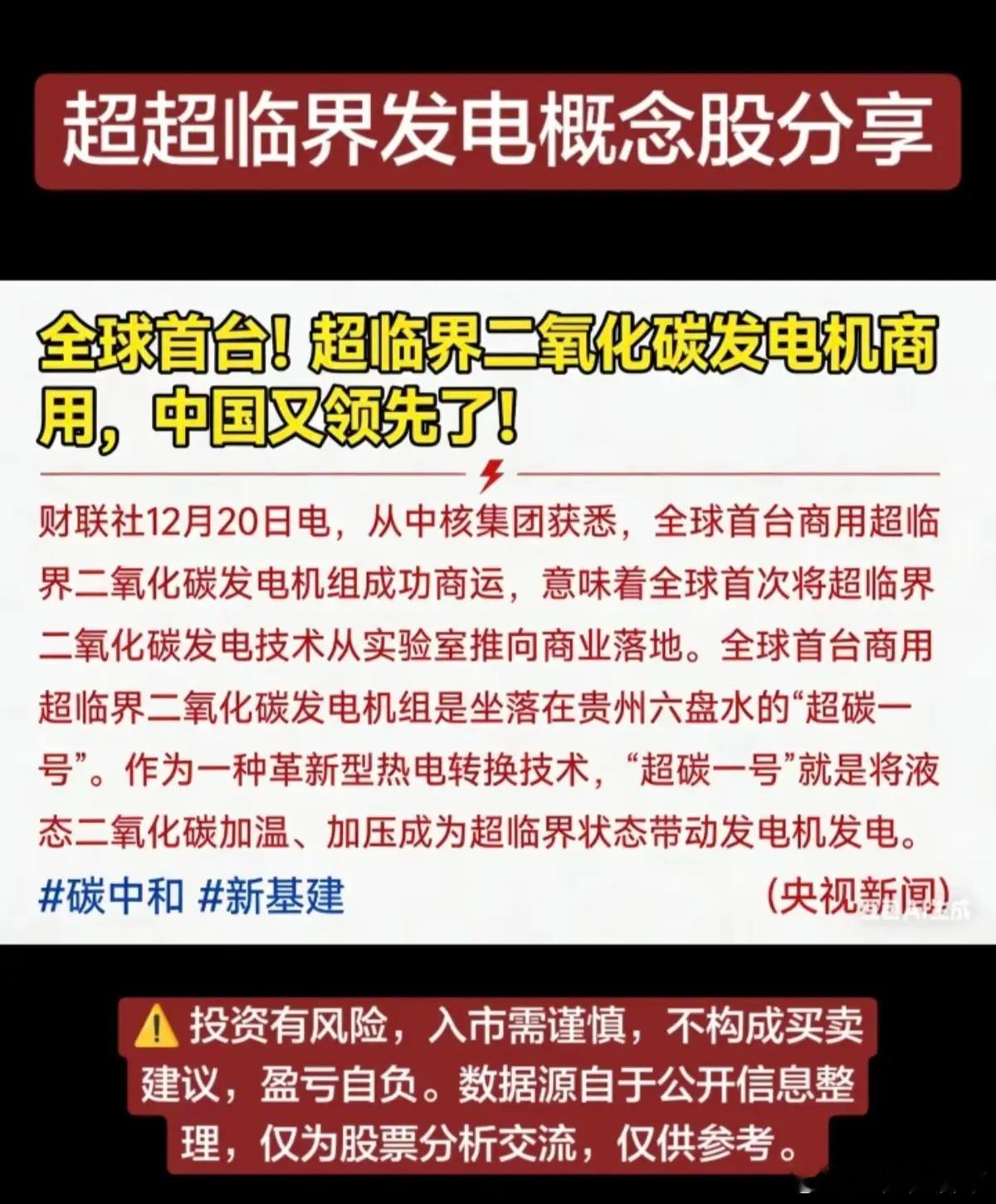 突破！超临界二氧化碳发电概念！全球首台！超临界二氧化碳发电机商用，中国又领先了！