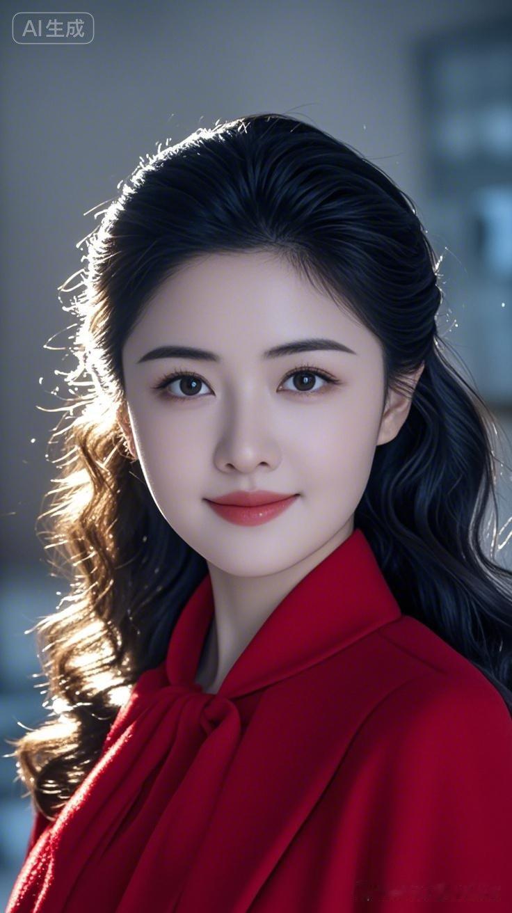 温柔甜美的红衣少女，散发着温暖的光芒💖