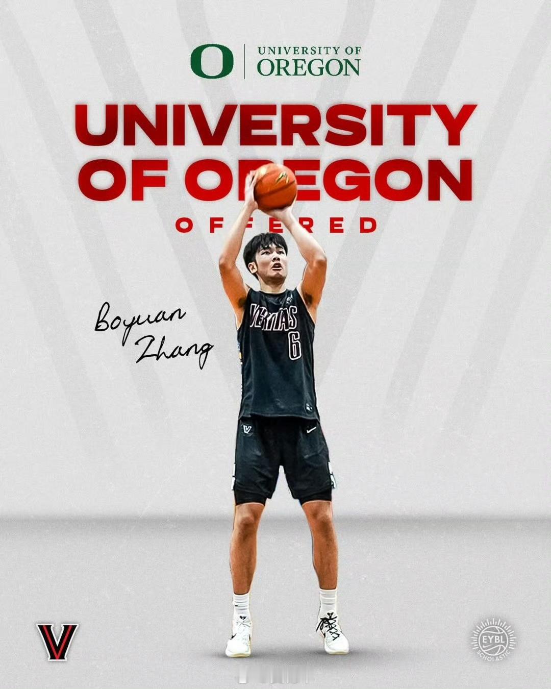 张博源收到俄勒冈大学男篮的offer。张博源