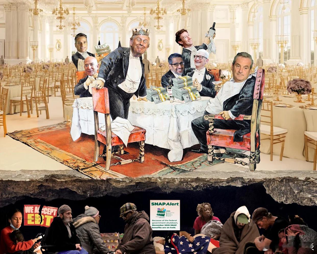 【特朗普建造宫殿，而美国人却面临饥饿】[省流：10月15日，特朗普在白宫为富豪捐