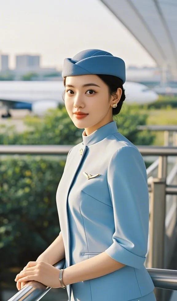 优雅空姐，蓝天下，自信微笑。💃🏻💋👗美女空姐日常 空姐好高冷 这些空姐 
