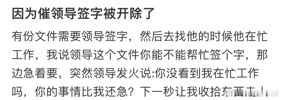 因为催领导签字被开除了 ​​​