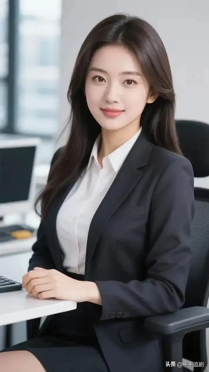 利落西装勾勒出专业气场，白衬衫藏着恰到好处的温柔。指尖轻抵桌面，眉眼间的从容，是