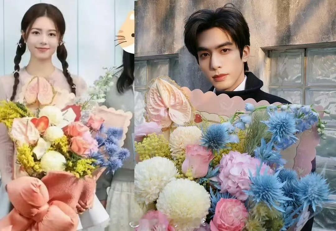 宋威龙情人节营业，怀里抱的花束竟然跟赵今麦之前拿的一模一样，龙麦的售后真好🙊 