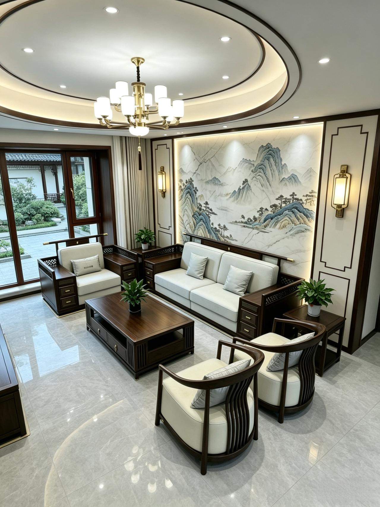 新中式沙发，大气，简单，温馨，舒适。新中式客厅风格装修 新中式沙发 全屋定制家具