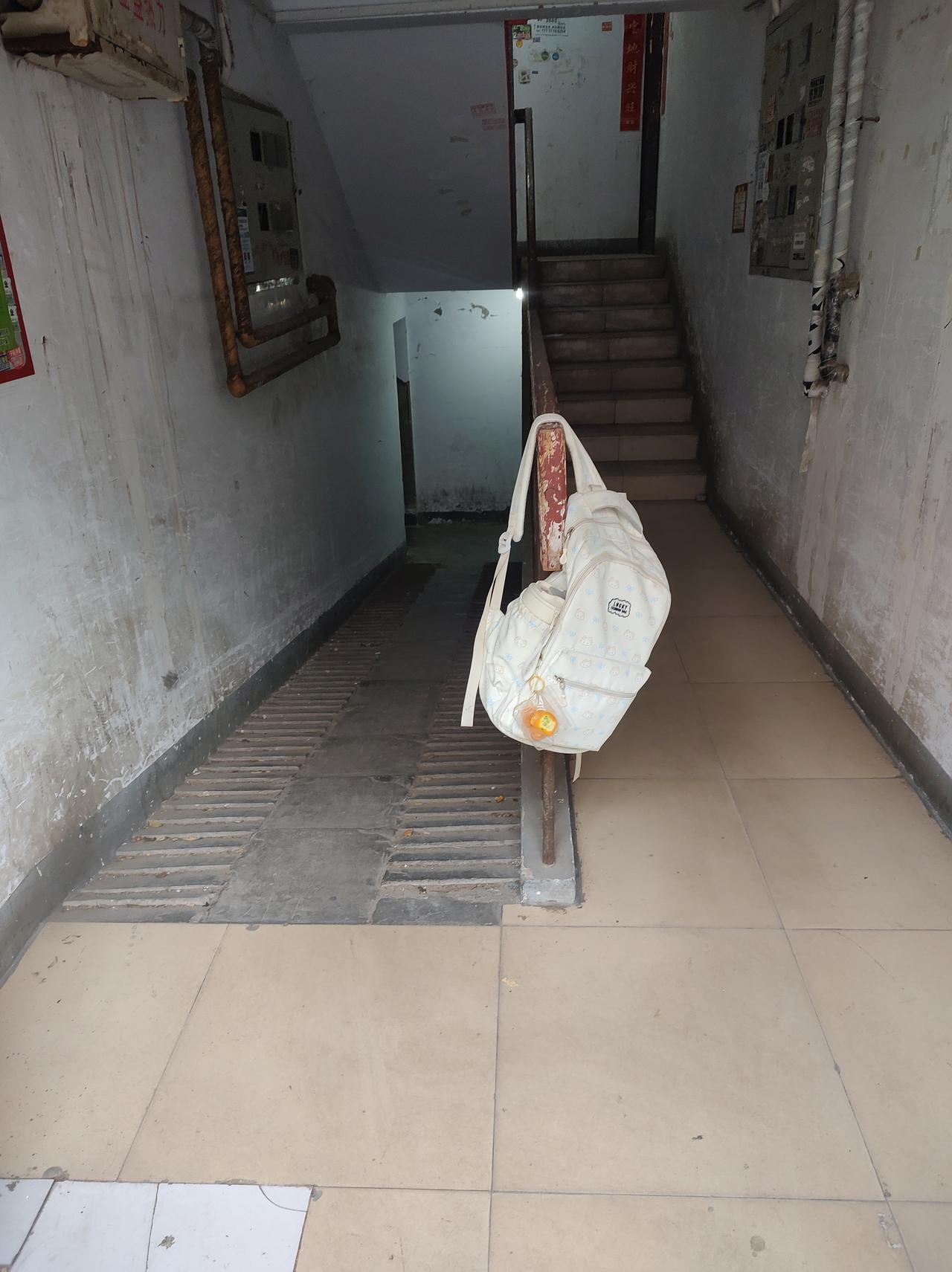 在家里写作业找不到书包了，下楼一看，书包在楼梯扶手上挂了一夜，这学能上好吗？[震