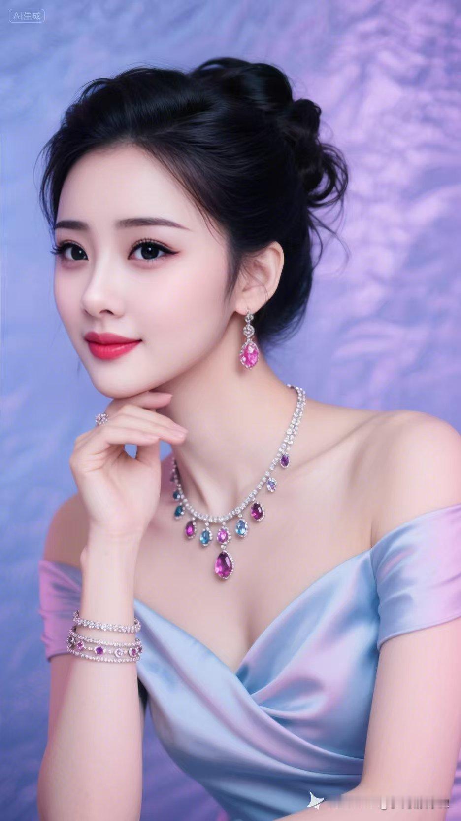紫调梦幻夜，珠宝如星河坠落肩头，优雅是她天生的勋章，温柔一笑倾城。